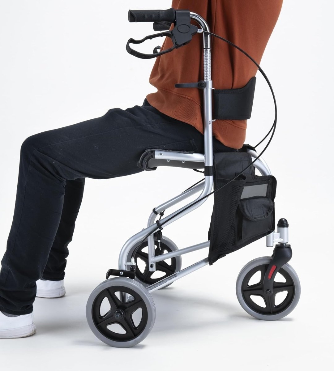 3 Wheel Rollator Walker with Seat Lightweight Folding Mobility Brakes - Kwikley