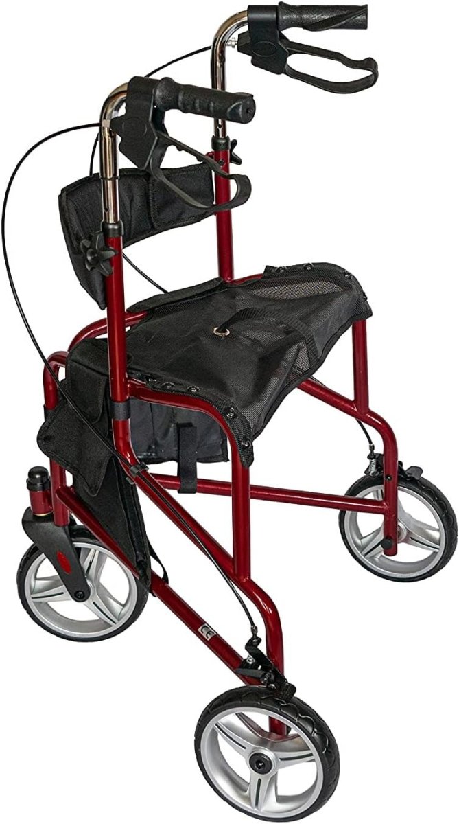3 Wheel Rollator Walker with Seat Ultralight Folding Mobility Aid Brakes - Kwikley