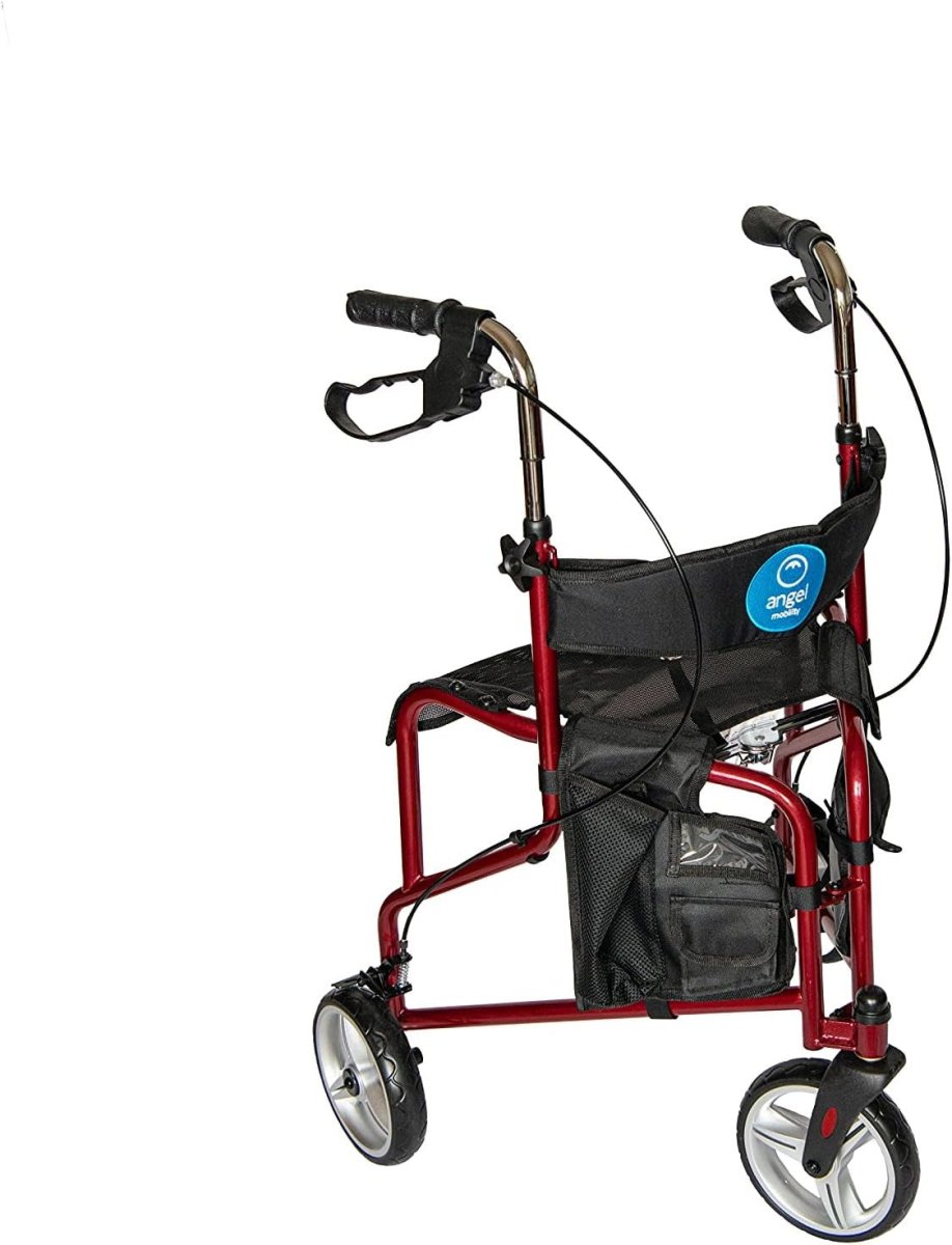 3 Wheel Rollator Walker with Seat Ultralight Folding Mobility Aid Brakes - Kwikley