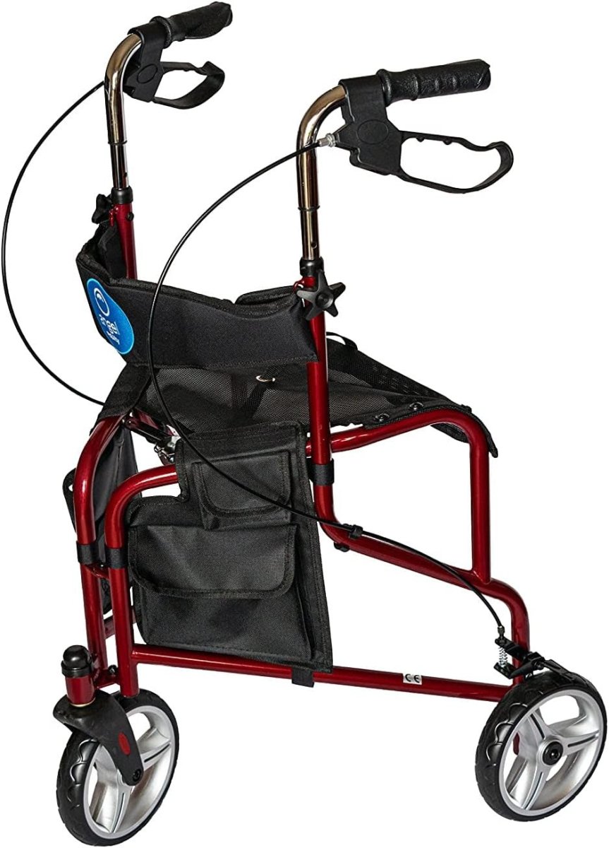3 Wheel Rollator Walker with Seat Ultralight Folding Mobility Aid Brakes - Kwikley