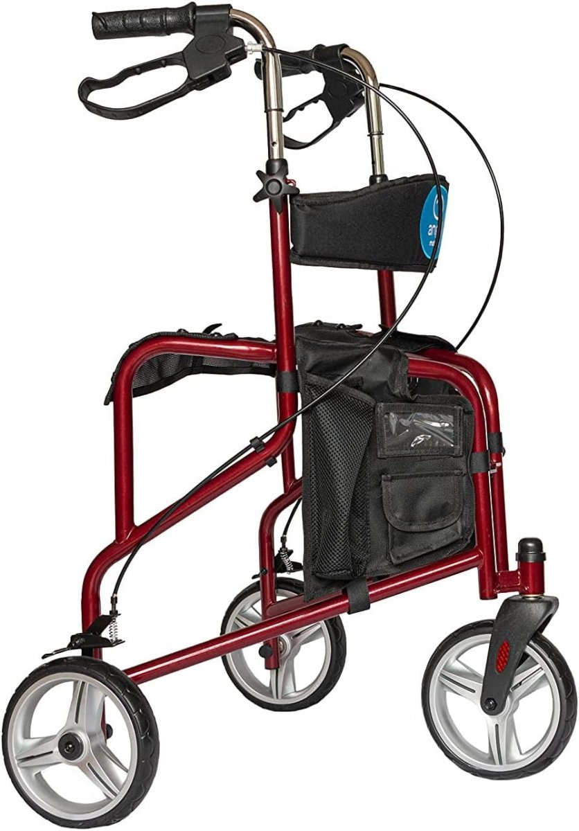 3 Wheel Rollator Walker with Seat Ultralight Folding Mobility Aid Brakes - Kwikley