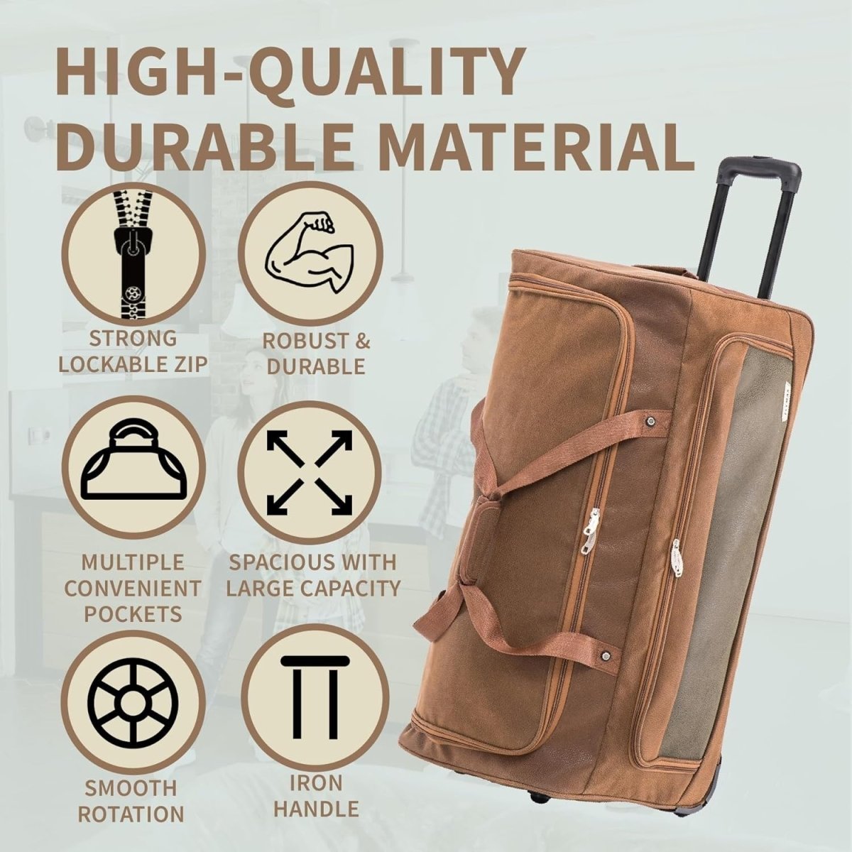 30 Inch Large Suitcase 100L Lightweight Faux Leather Travel Trolley Wheels - Kwikley
