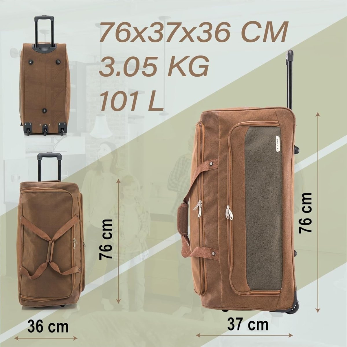 30 Inch Large Suitcase 100L Lightweight Faux Leather Travel Trolley Wheels - Kwikley