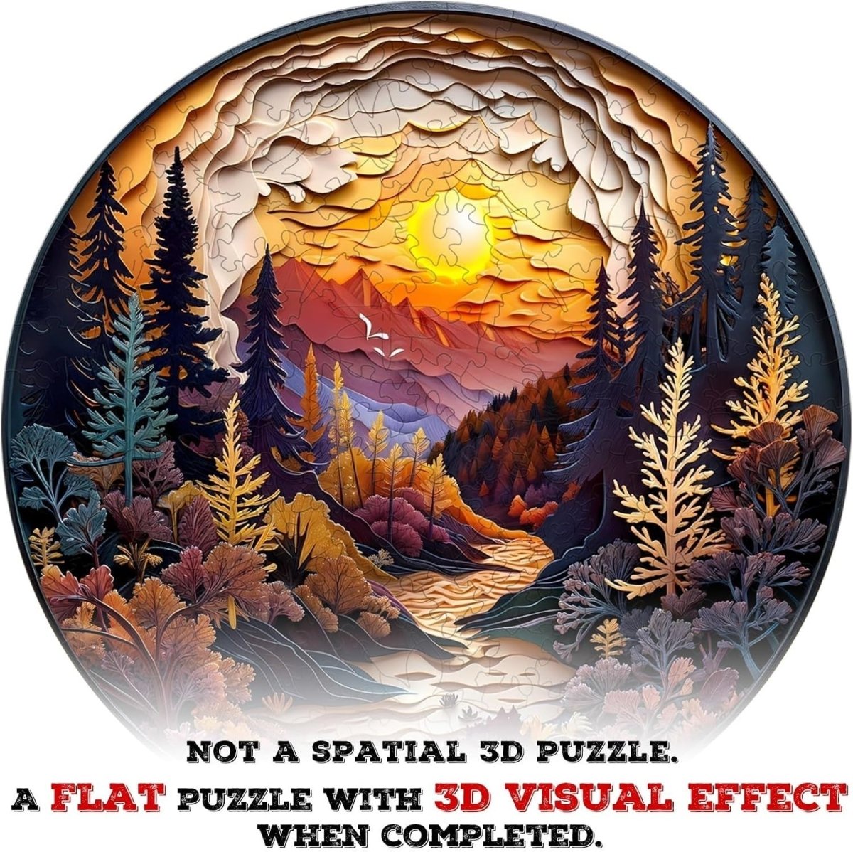 300PCS Wooden Jigsaw Puzzle Sunset Forest Animal Shapes Gift Box Set - Kwikley