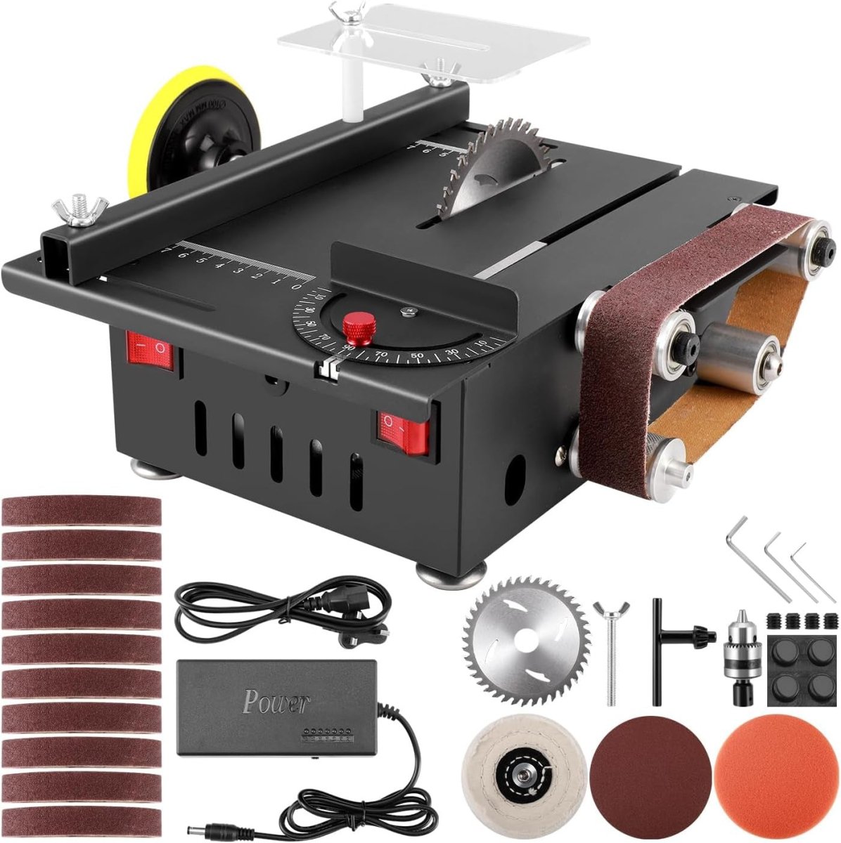 300W Mini Table Saw Belt Sander Desktop Wood Metal DIY Craft Machine - Kwikley