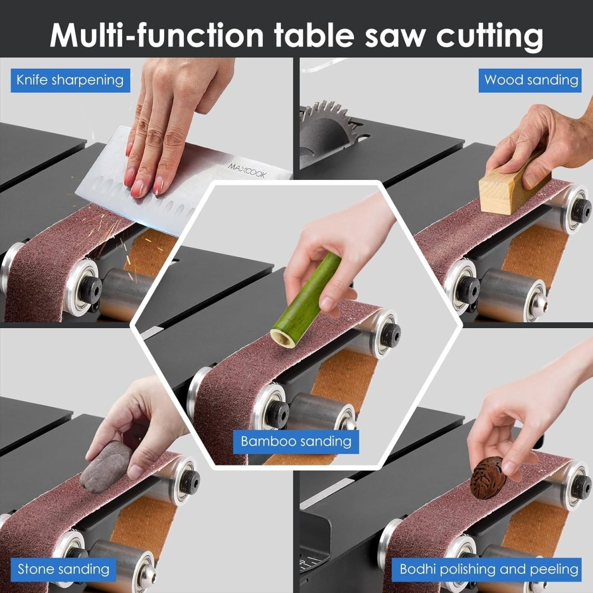 300W Mini Table Saw Belt Sander Desktop Wood Metal DIY Craft Machine - Kwikley