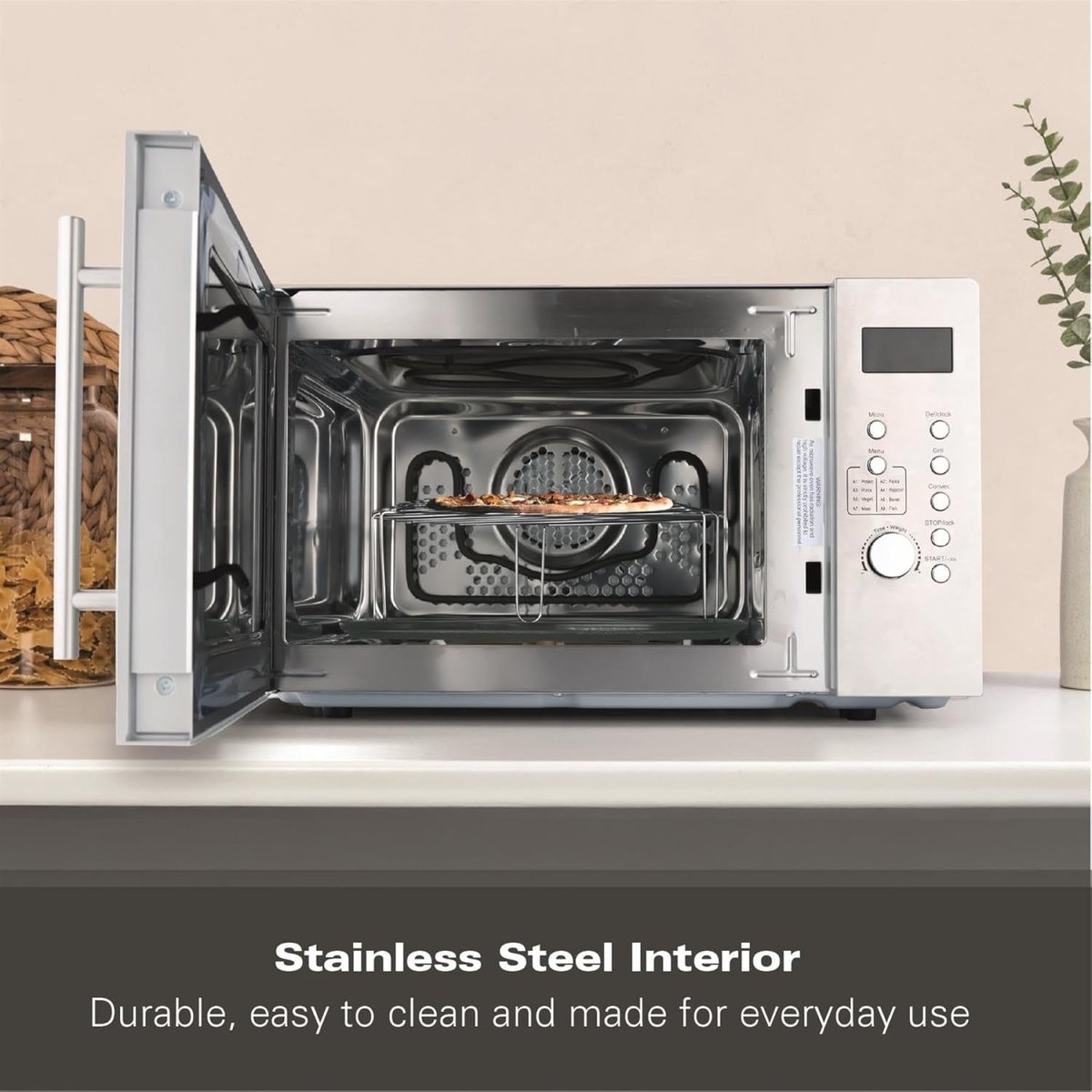 30L 3100W Combination Microwave with Grill & 8 Presets, Silver - Kwikley