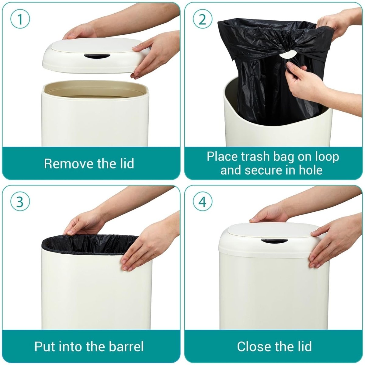30L Touchless Motion Sensor Trash Can Stainless Steel Kitchen Bin - Kwikley