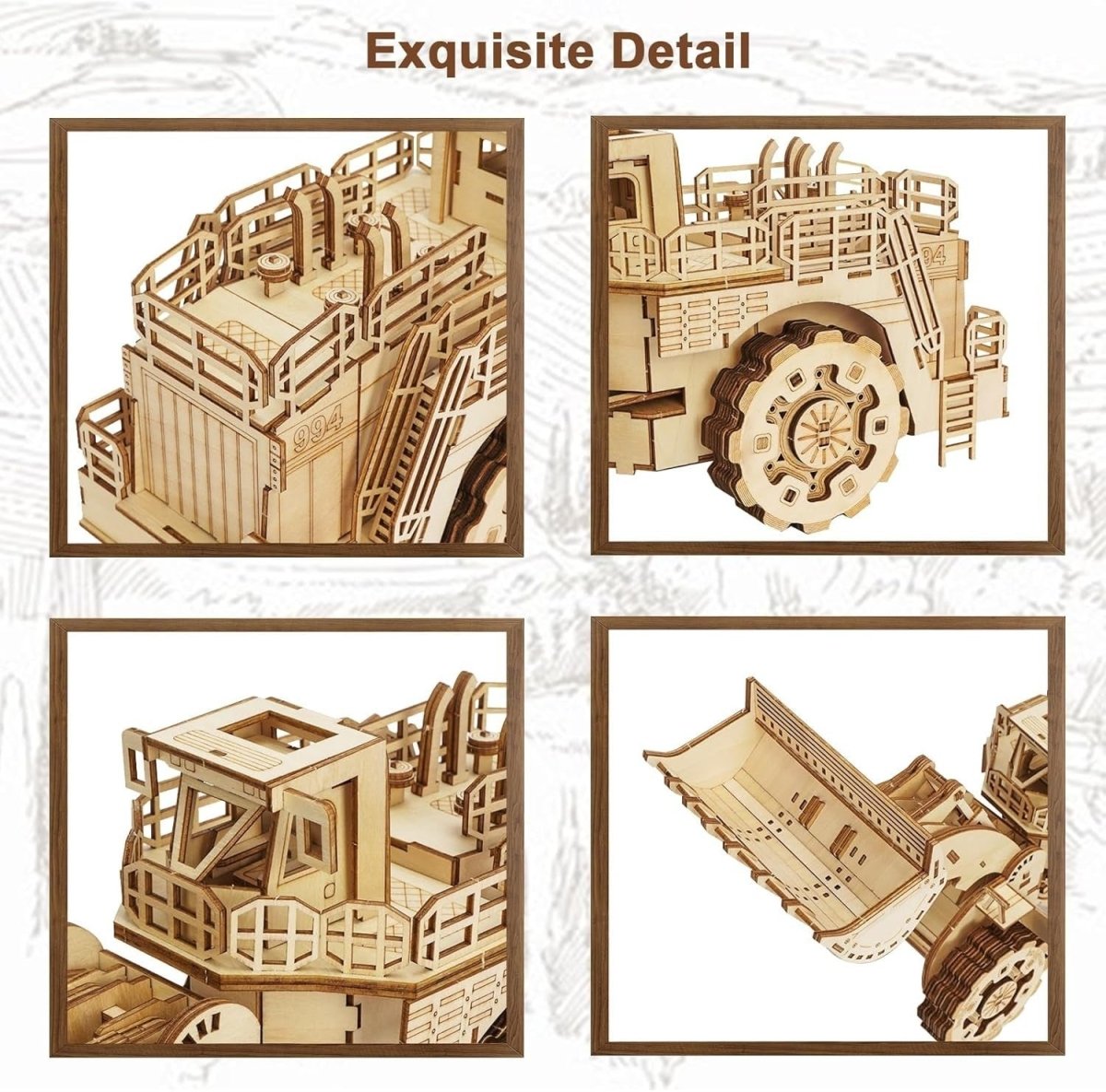 312pc Wooden Forklift Model Kit 3D Mechanical Puzzle DIY Vehicle Build - Kwikley