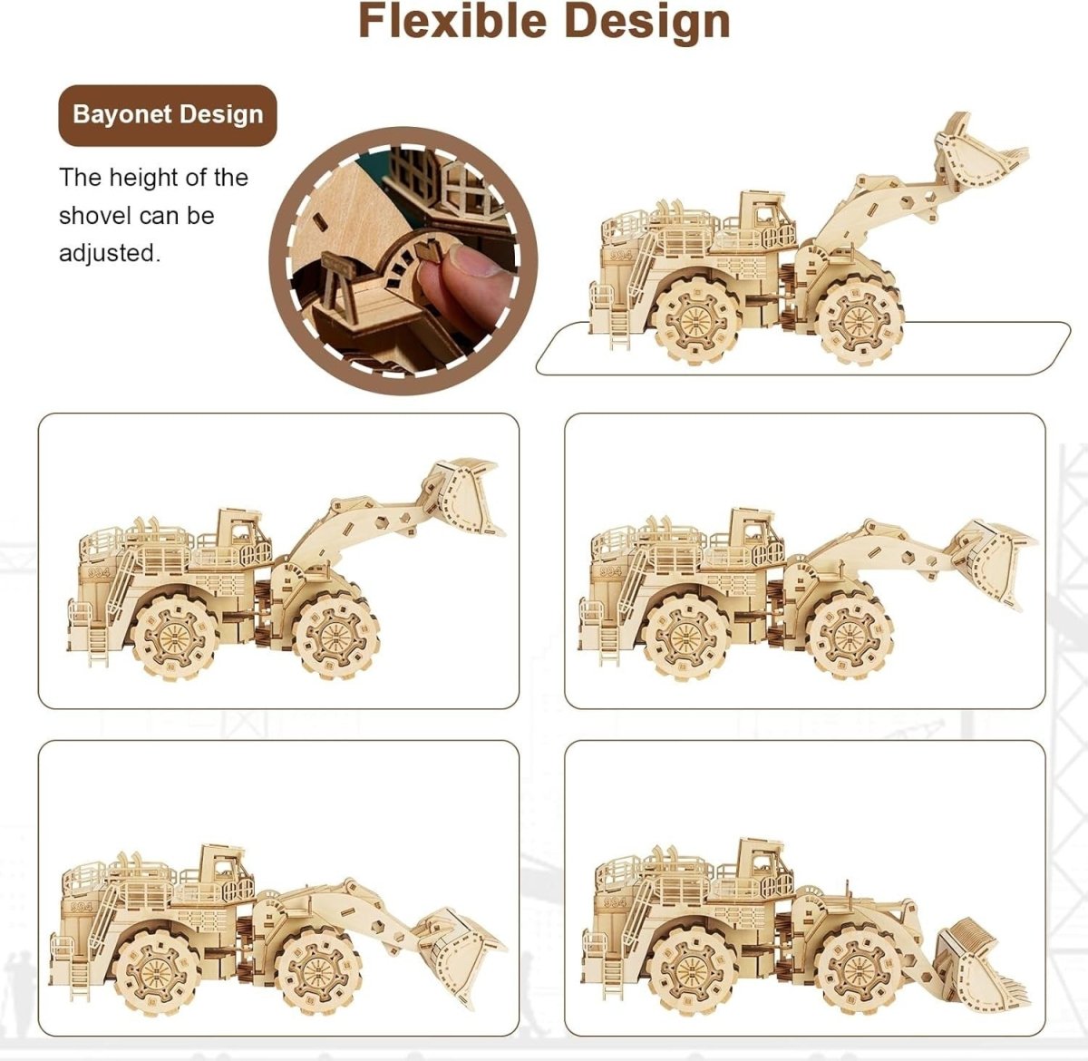 312pc Wooden Forklift Model Kit 3D Mechanical Puzzle DIY Vehicle Build - Kwikley