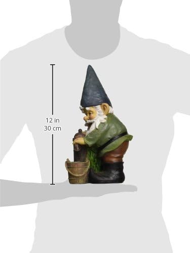Garden Gnome Statue Water Pump Resin Outdoor Lawn Decor 35cm