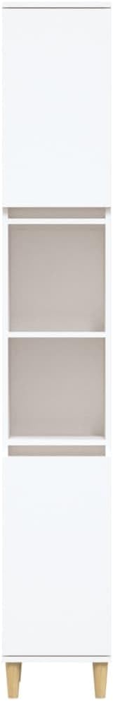 Tall Bathroom Cabinet 6 Compartment 2 Door Unit White
