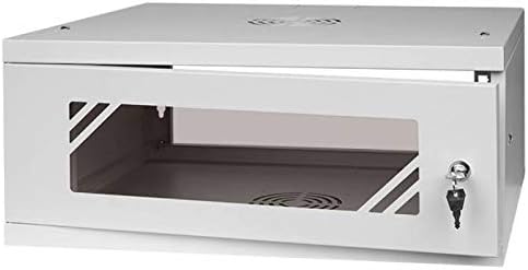 4U 19 Inch Rack Cabinet 450mm Glass Door Grey Steel