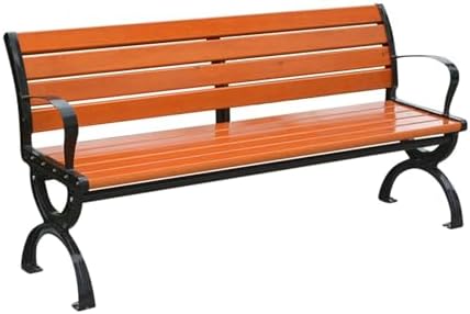 Outdoor Metal Garden Bench Patio Park Bench with Armrests 120cm