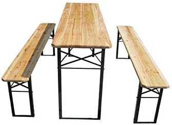3pc Folding Wooden Picnic Table Bench Set Garden BBQ