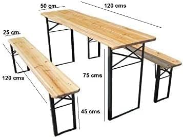 Folding Wooden Picnic Table & Bench Set Portable Beer Garden Set