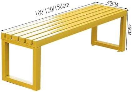 3 Seater Garden Bench Backless Wood Metal Outdoor Patio Seat