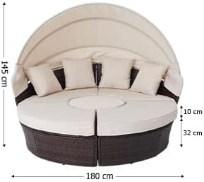 180CM Rattan Daybed Replacement Canopy and Frame Cream