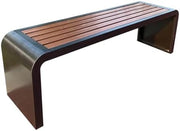 Backless Garden Bench Wood Metal Outdoor Patio Seat 2-3 Seater