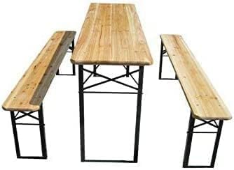 Folding Wooden Picnic Table & Bench Set Portable Beer Garden Set
