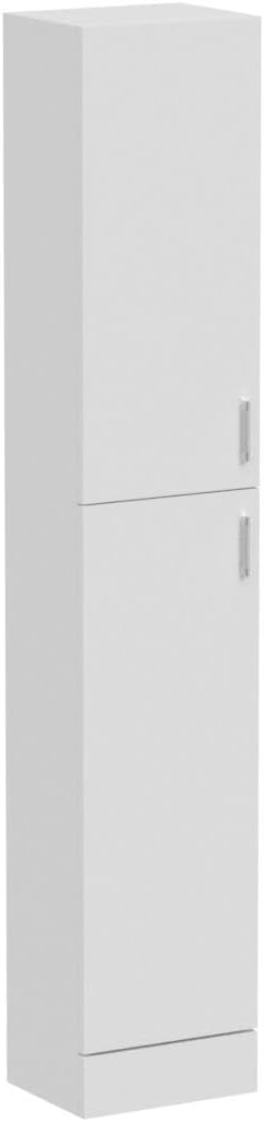 High Gloss Tall Bathroom Cabinet 2 Door 4 Shelf White 188cm