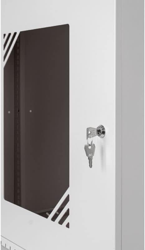 9U 19 Inch Rack Cabinet 450mm Glass Door Grey Steel