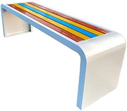 Backless Garden Bench Wood & Steel Outdoor Patio Seat 2-3 Seater