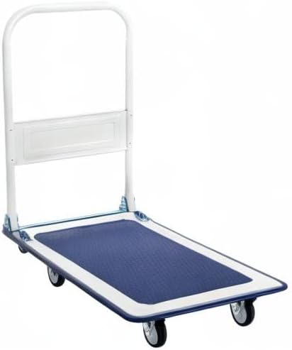 Folding Push Cart Dolly 150KG Flatbed Trolley Blue
