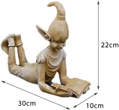 Elf Garden Statue Bronze Effect Resin Ornament Outdoor Decor