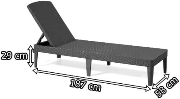 Rattan Style Garden Sun Lounger Adjustable Cushion Graphite