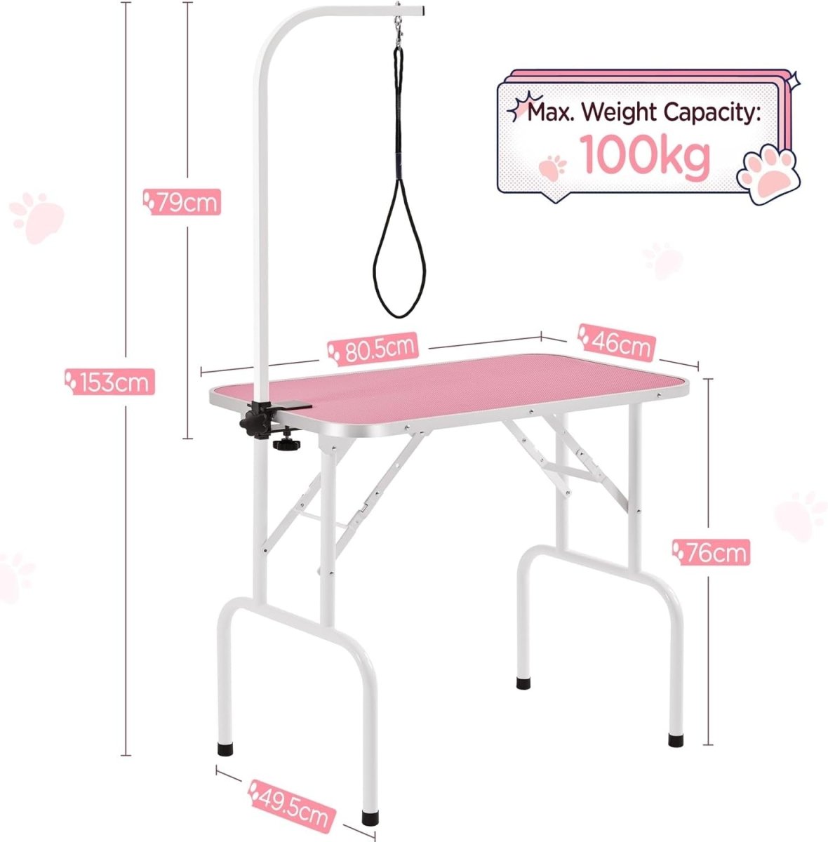 32" Dog Grooming Table Foldable Adjustable Non Slip w Arm Small Pets - Kwikley