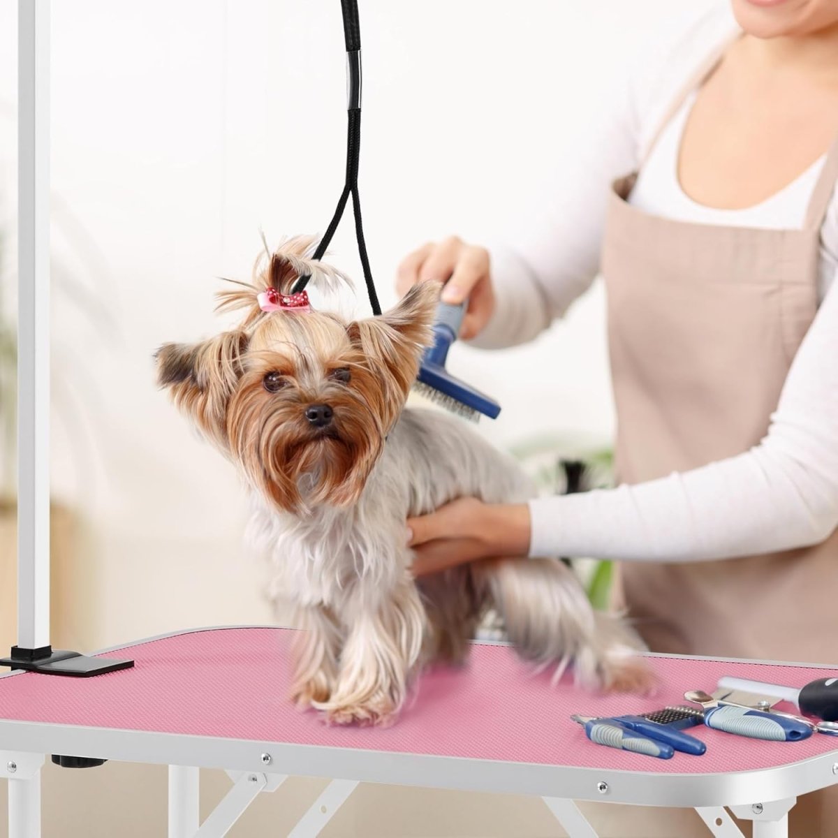 32" Dog Grooming Table Foldable Adjustable Non Slip w Arm Small Pets - Kwikley