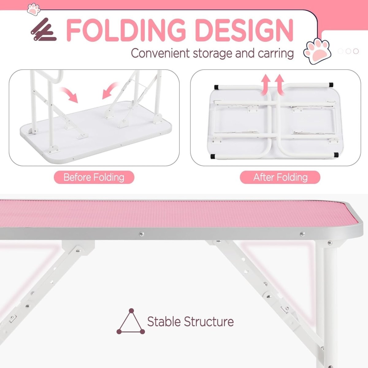 32" Dog Grooming Table Foldable Adjustable Non Slip w Arm Small Pets - Kwikley