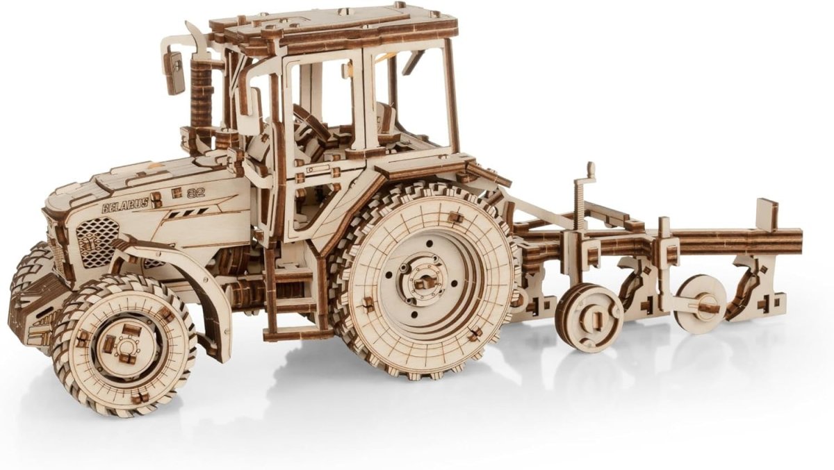 325pc Wooden Tractor & Plow 3D Puzzle DIY Farm Model Kit No Glue - Kwikley