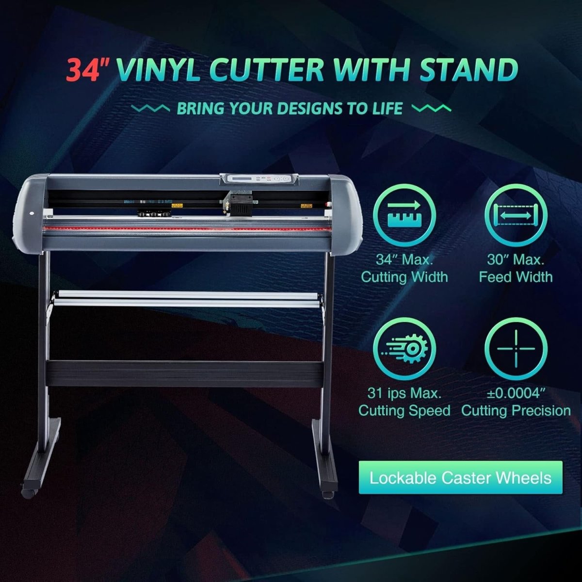 34in Vinyl Cutter Plotter with Stand Sticker Decal Sign Cutting Machine - Kwikley