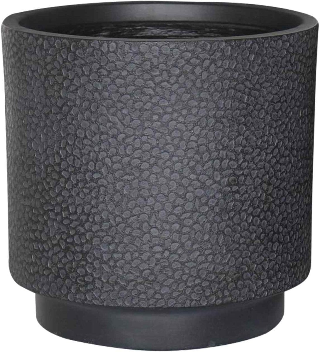 35cm Round Planter Black Slate Effect Outdoor Plant Pot - Kwikley