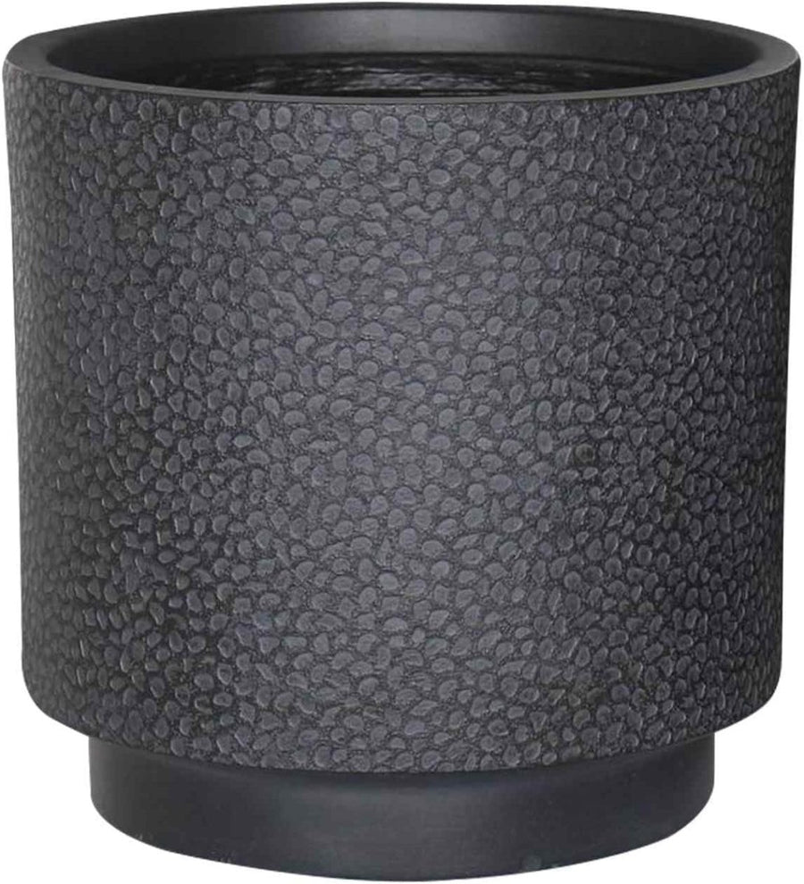 35cm Round Planter Black Slate Effect Outdoor Plant Pot - Kwikley