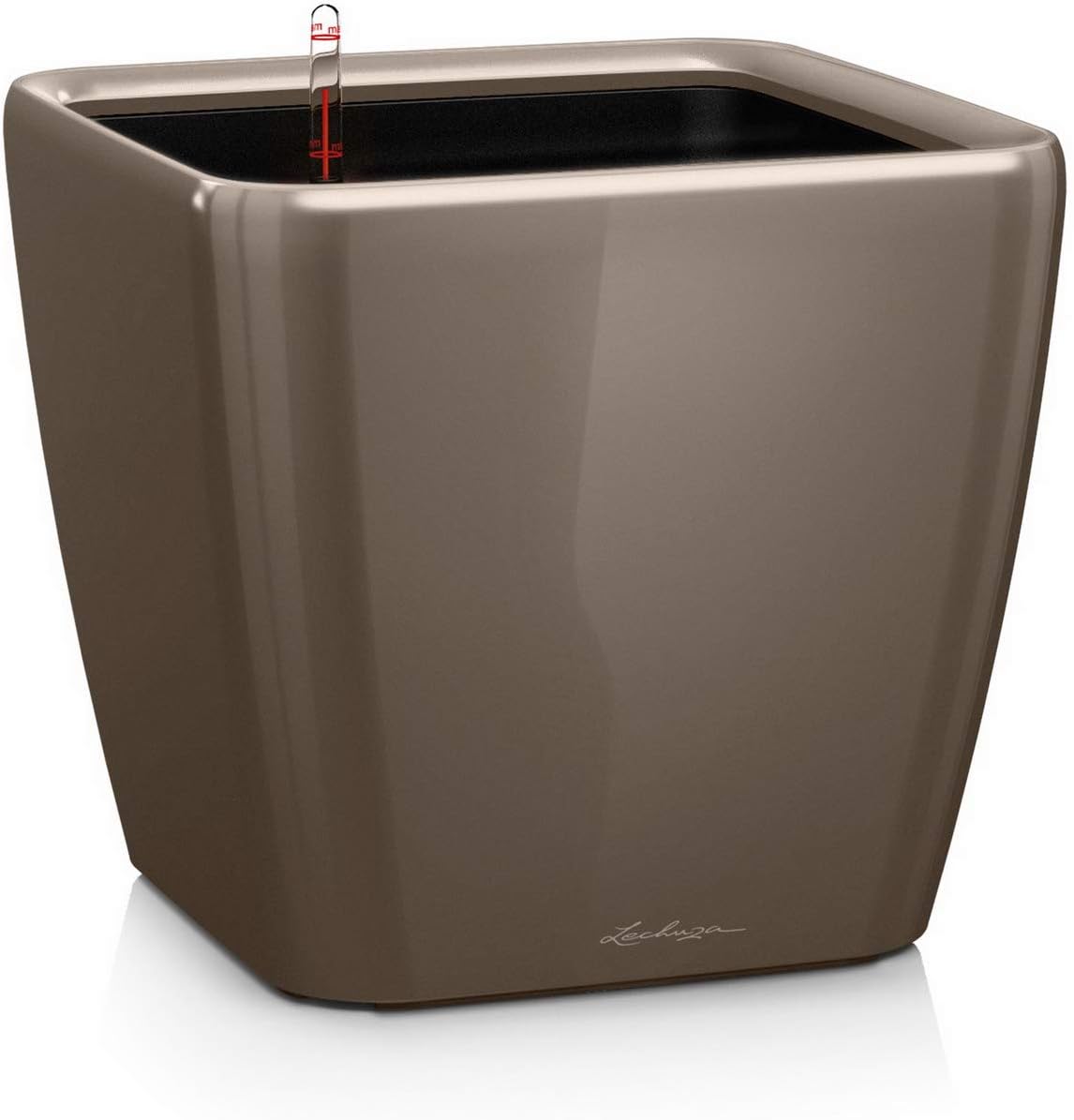 35cm Self Watering Planter High Gloss Taupe Square Indoor Outdoor - Kwikley