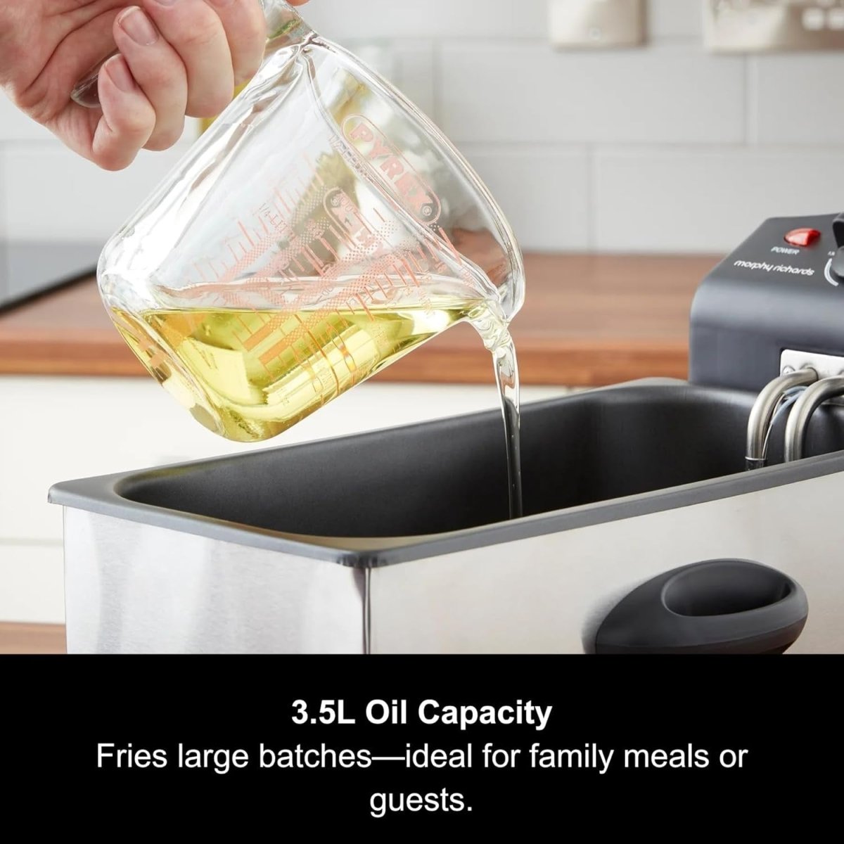 3.5L Deep Fat Fryer 2000W Stainless Steel Adjustable Temp Viewing Window - Kwikley