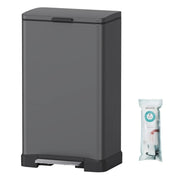 35L Stainless Steel Kitchen Bin Rectangular Soft Close Grey - Kwikley