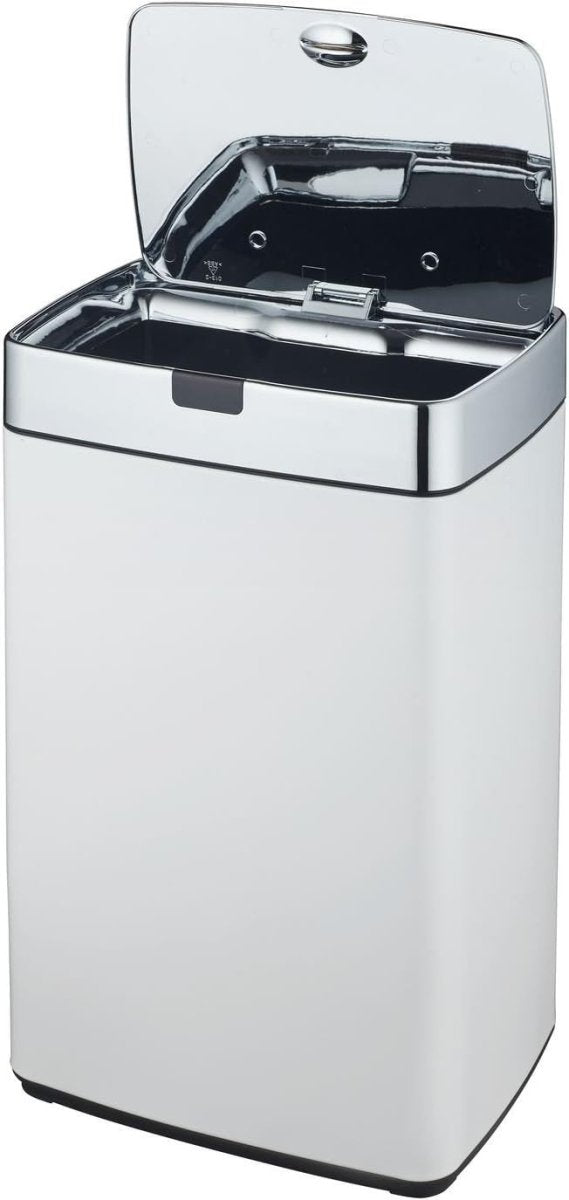 35L Touchless Sensor Kitchen Bin White Stainless Steel Soft Close - Kwikley
