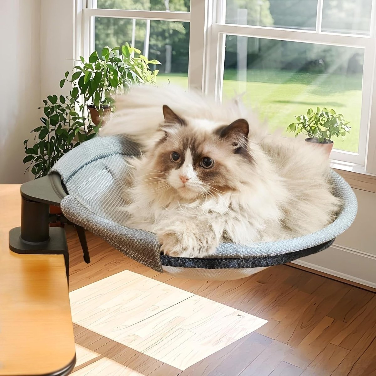 360 Rotating Desk Cat Bed Hanging Cat Hammock Washable Round Perch - Kwikley