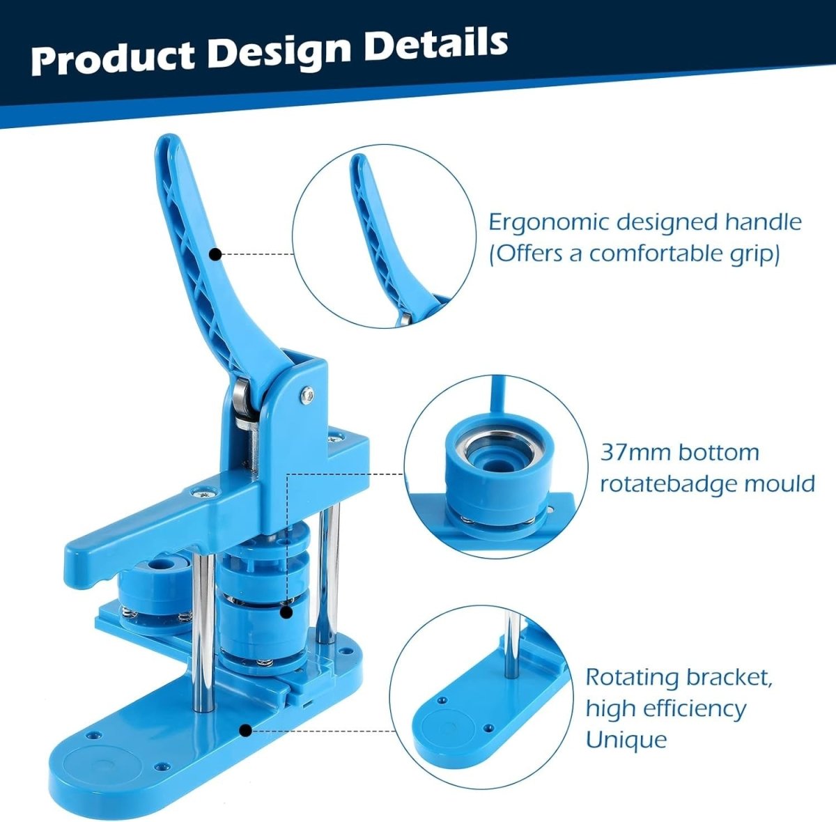37mm Badge Button Maker Press Kit DIY Pin Making Machine 200pcs Set - Kwikley