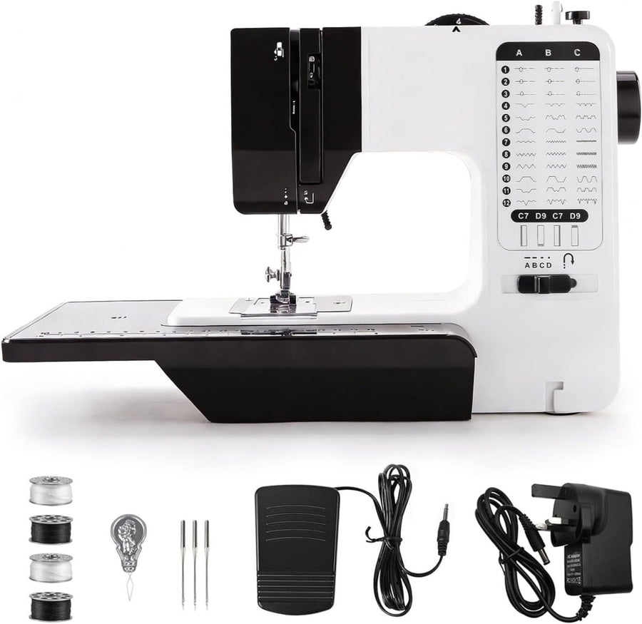 38 Stitch Electric Sewing Machine Double Needle Extension Table UK Plug - Kwikley