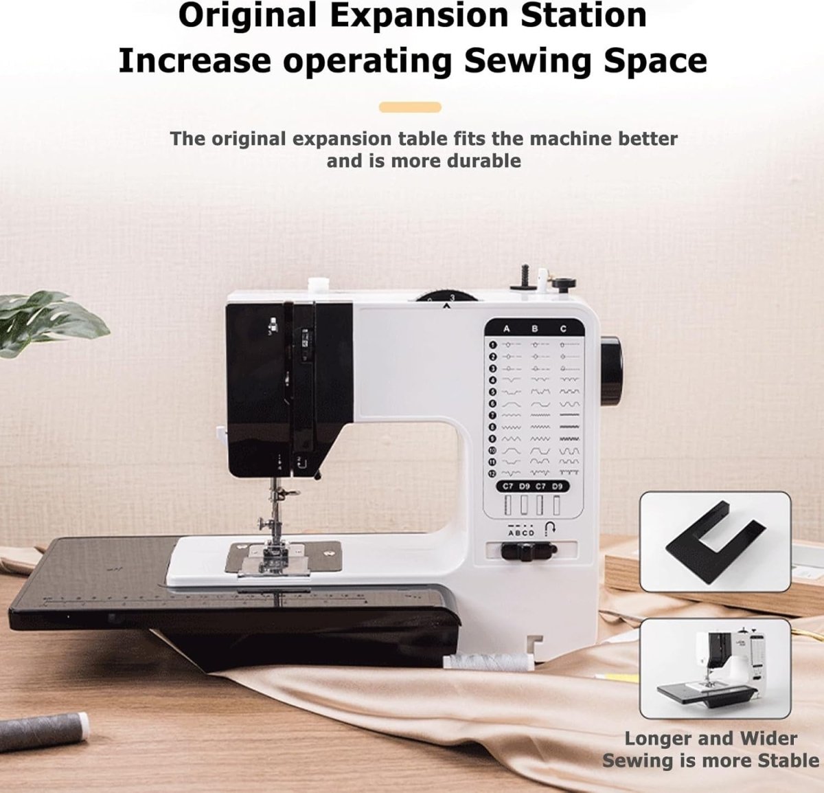 38 Stitch Electric Sewing Machine Double Needle Extension Table UK Plug - Kwikley