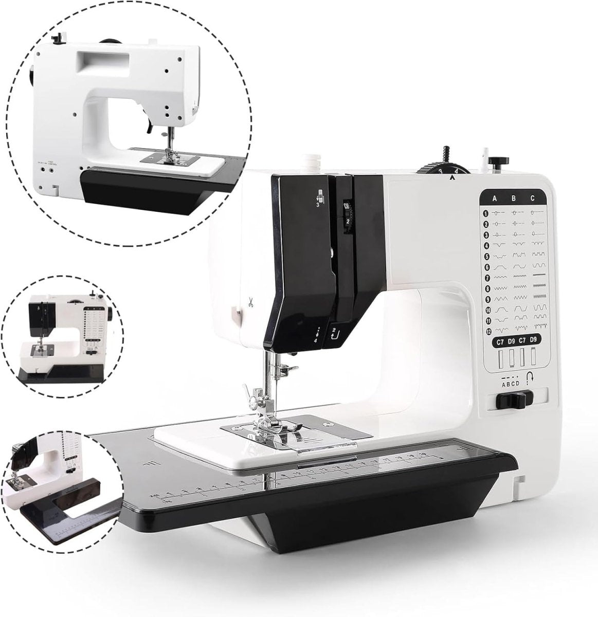 38 Stitch Electric Sewing Machine Double Needle Extension Table UK Plug - Kwikley