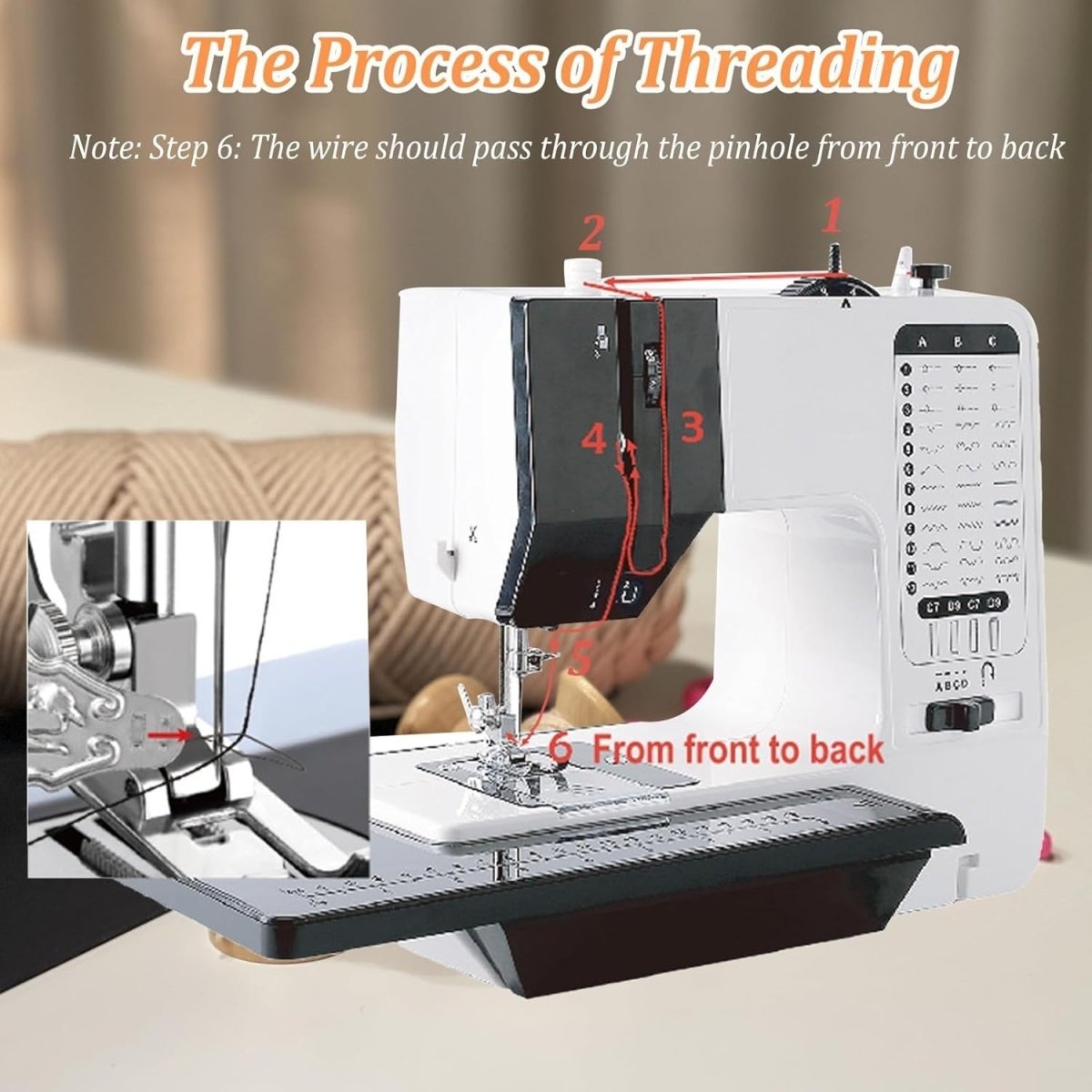38 Stitch Sewing Machine Portable Electric LED Foot Pedal Table - Kwikley