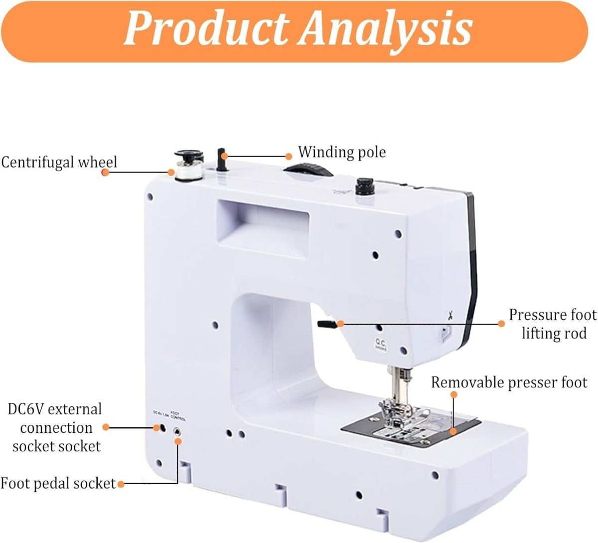 38 Stitch Sewing Machine Portable Electric LED Foot Pedal Table - Kwikley