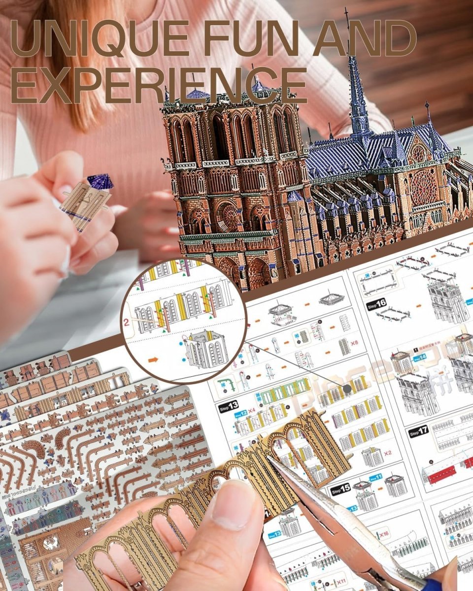 382pc 3D Metal Cathedral Puzzle Stainless Steel Model Kit DIY Decor - Kwikley