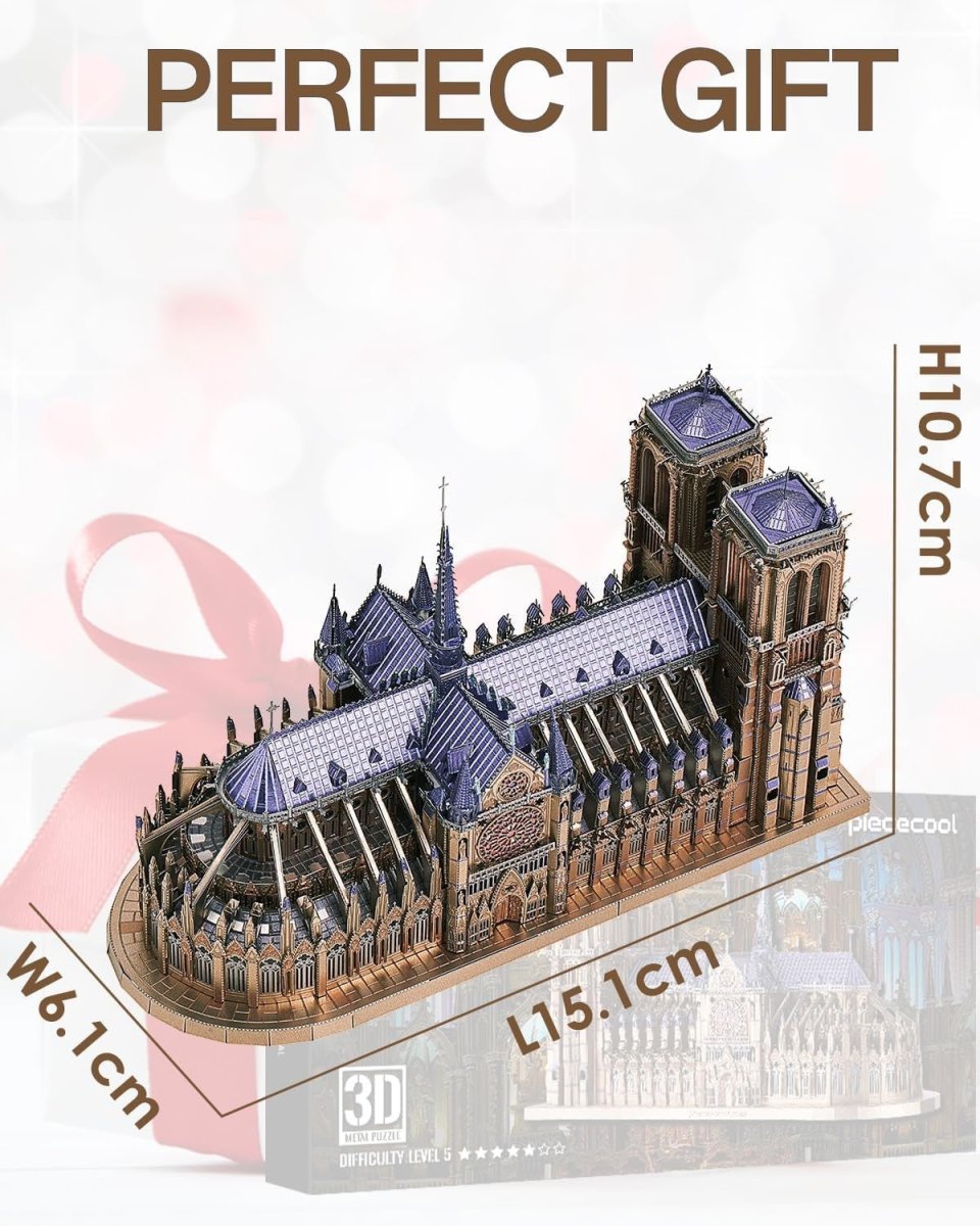 382pc 3D Metal Cathedral Puzzle Stainless Steel Model Kit DIY Decor - Kwikley